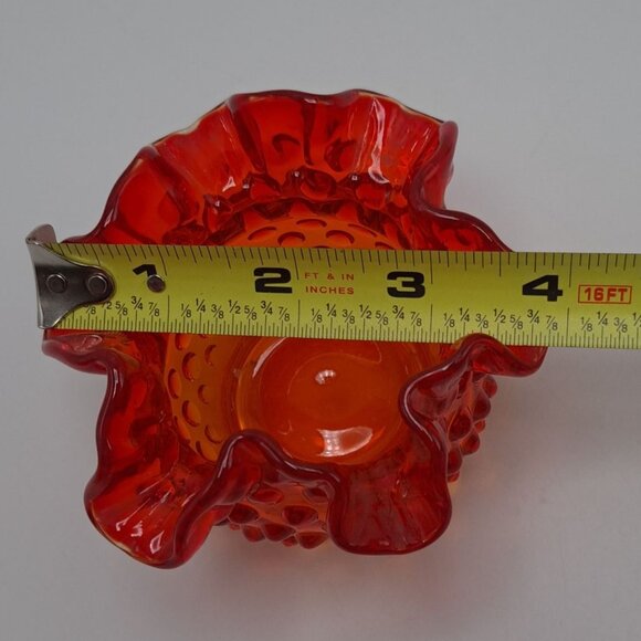 Fenton Art Glass Crimped Vase Hobnail Amberina Ruffled Edge Collectible - Picture 3 of 11